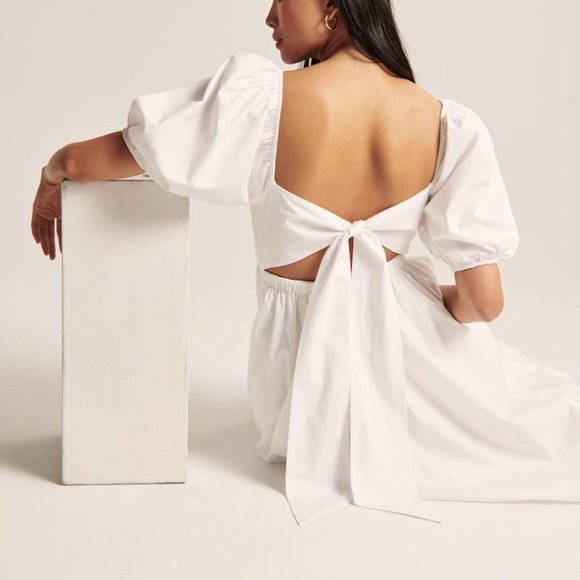 Abercrombie & Fitch O Ring Puff Sleeve Midi Dress- NWT - Picture 6 of 7